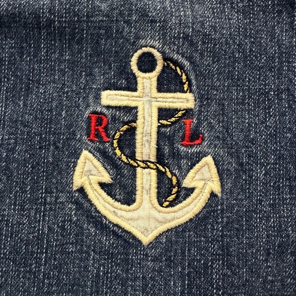 VTG Ralph Lauren Embroidered Nautical Anchor R⚓️L Denim Dress Size 9 Months - Picture 5 of 5